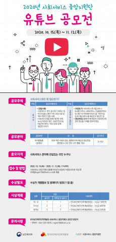 한국보건복지인력개발원, 사회서비스 중앙지원단 유튜브 공모전 개최